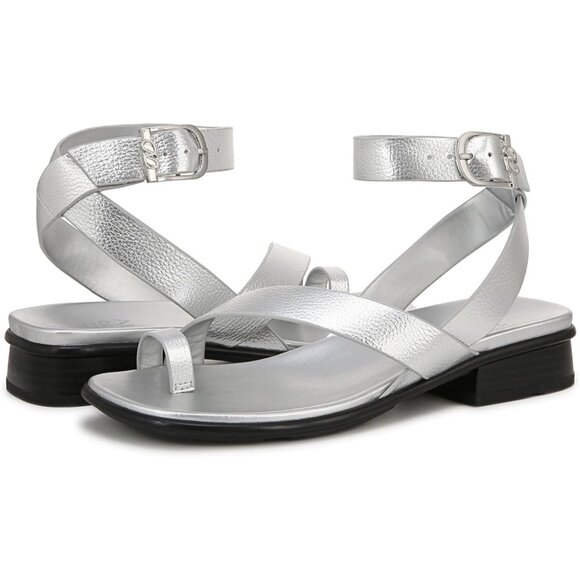 Naturalizer Birch Sandals Women’s Strappy Toe Comfort Shoes Silver Sz 12 - $110 - Picture 1 of 4